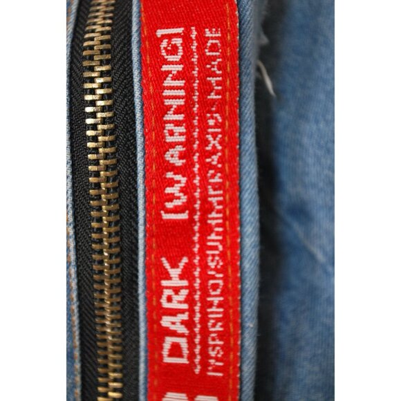 Axis Lab Distressed Ripped Denim Jacket w/Accent Zippers Size Large - Picture 12 of 16